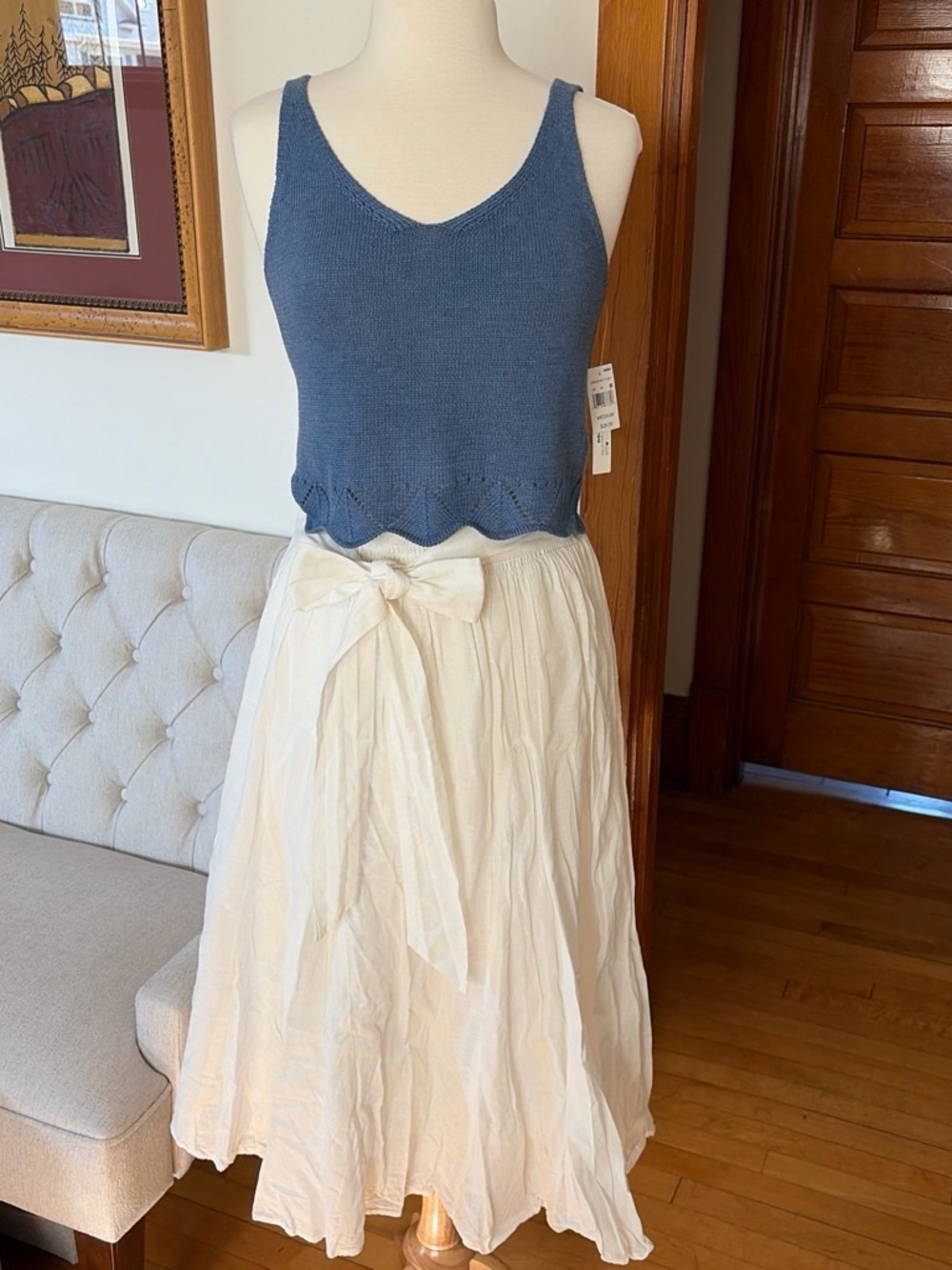 Wallflower Blue Knit Cropped Tank Top